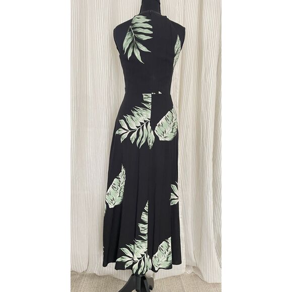 Ann Taylor Dress Rayon Palm Leaf Tropical Print Long Maxi Dress Sleeveless Sz 2 - Picture 3 of 7
